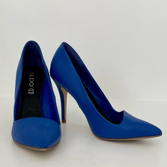 ALDO Nydaudia Royal Blue Snakeskin Heels, Size 7 - Picture 1 of 6